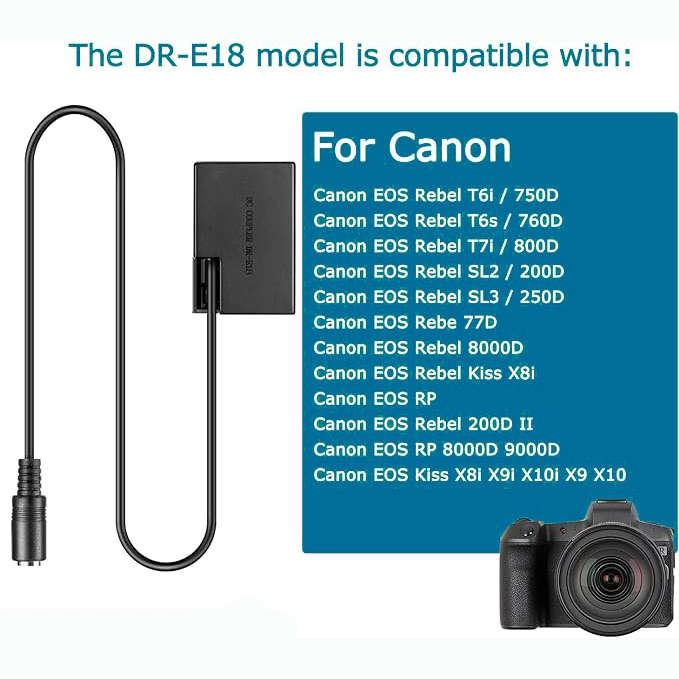 Beston ACK-E18 LP-E17 Dummy Battery and DC Coupler Kit for Canon