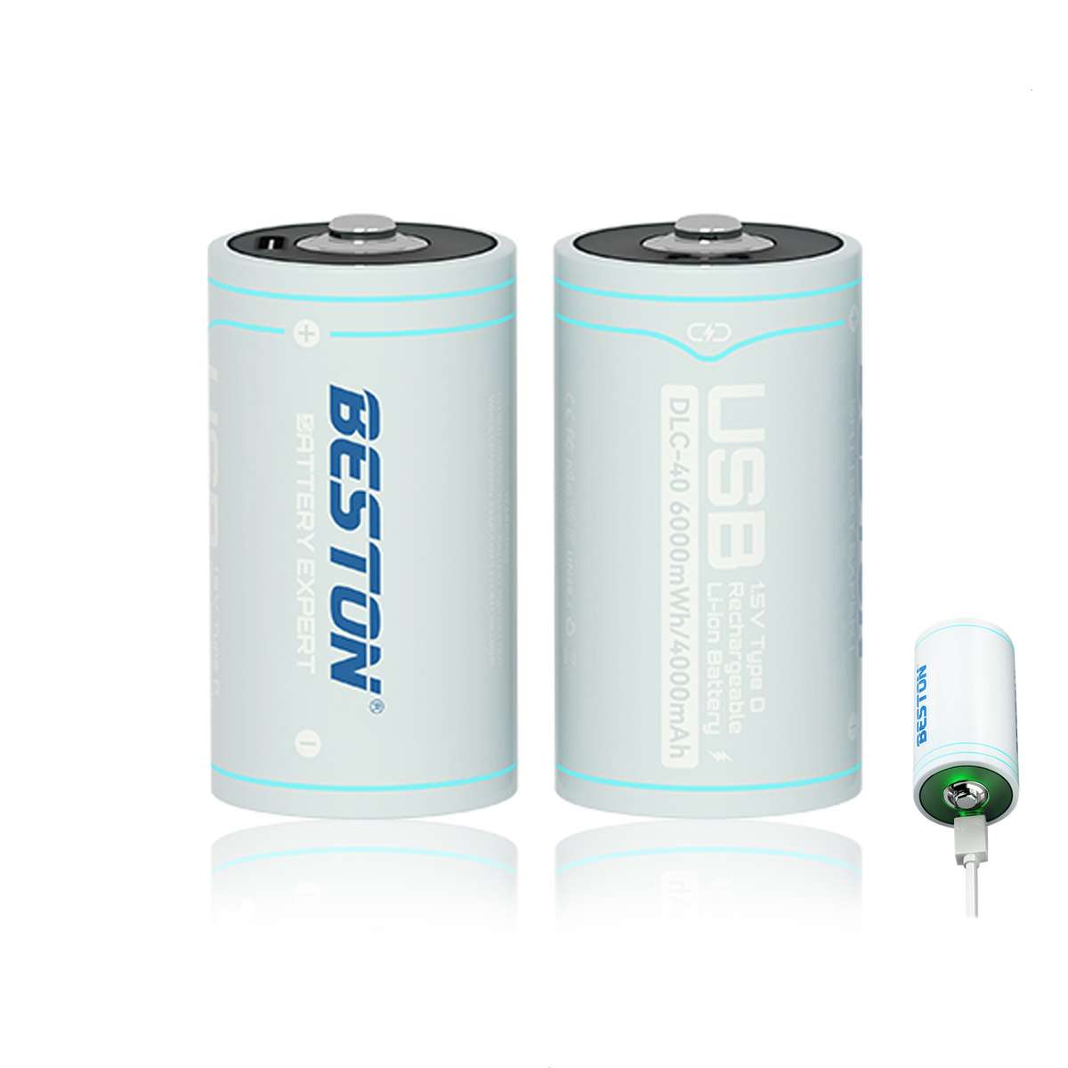 Beston 1.5V 4000mAh D-Size Rechargeable Lithium-Ion Battery (Single Battery)