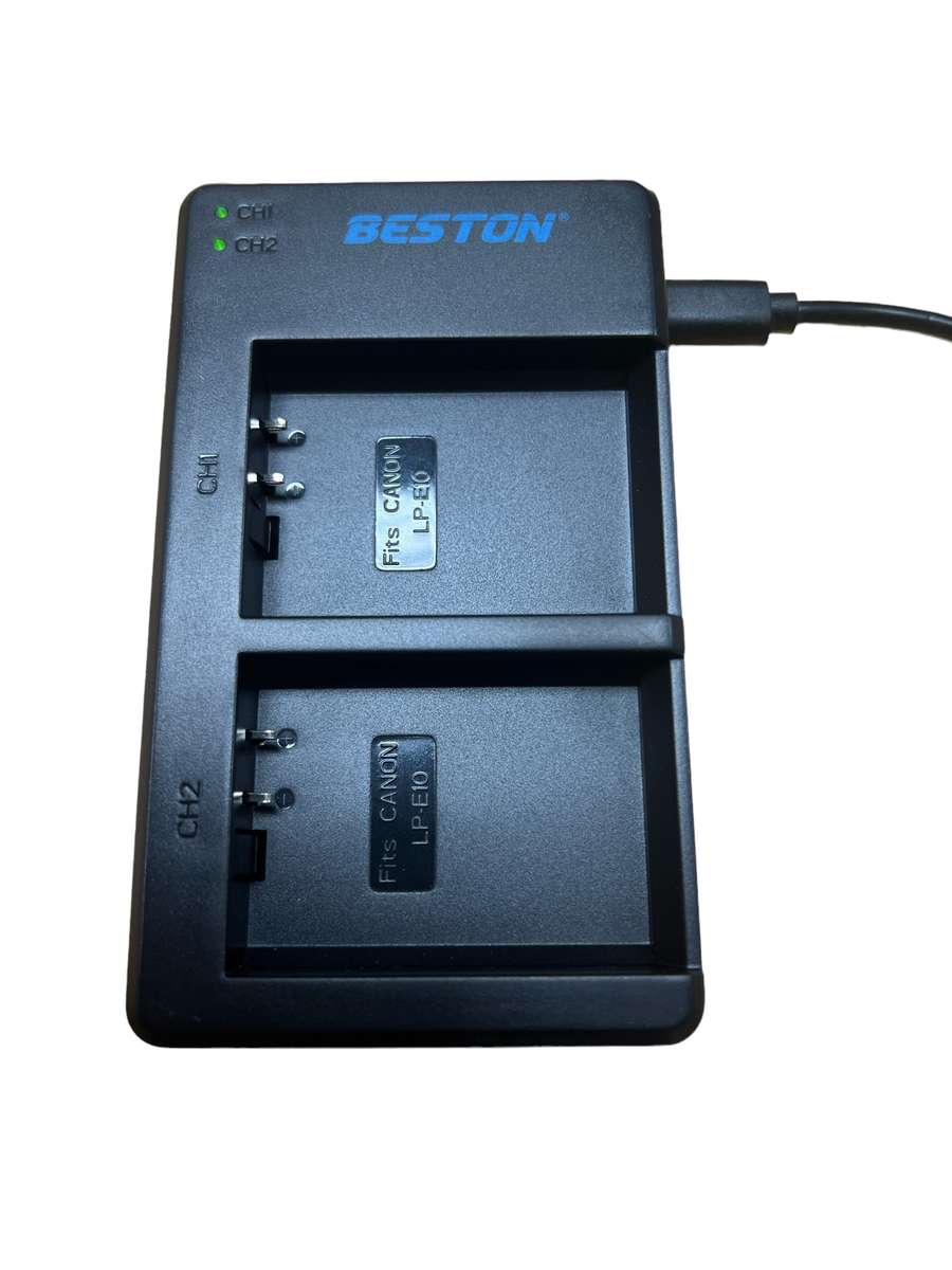 Beston USB Dual Charger and 2 Battery Kit for Canon LP-E10
