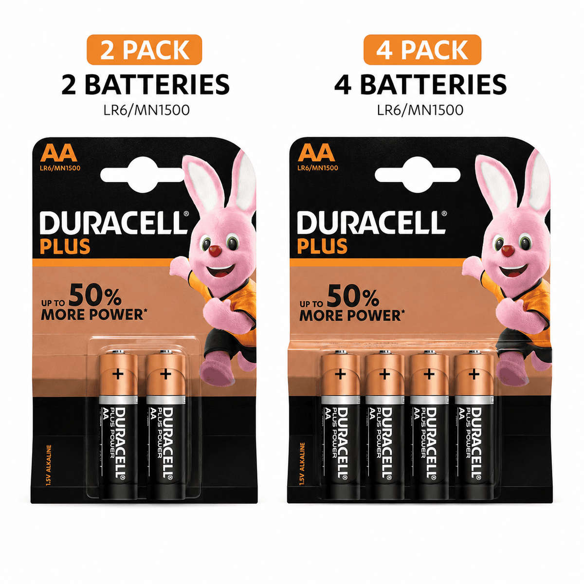 Duracell MN1500 AA 1.5V Alkaline Batteries  2-Pack or 4-Pack