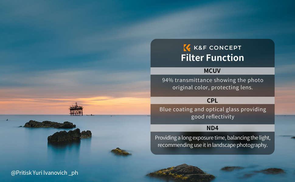 K&F Concept 82mm UV/CPL/ND Lens Nano-K Filter Kit