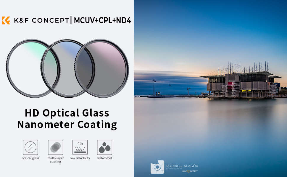 K&F Concept 82mm UV/CPL/ND Lens Nano-K Filter Kit