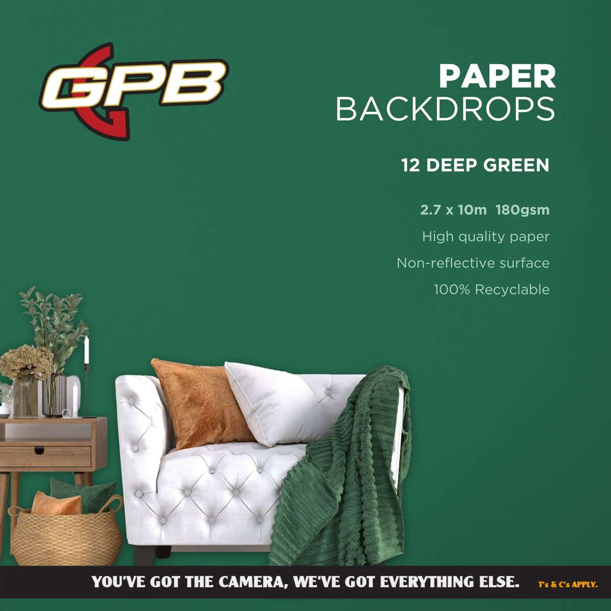 Paper Backdrop Deep Green (2.7 x 10m)