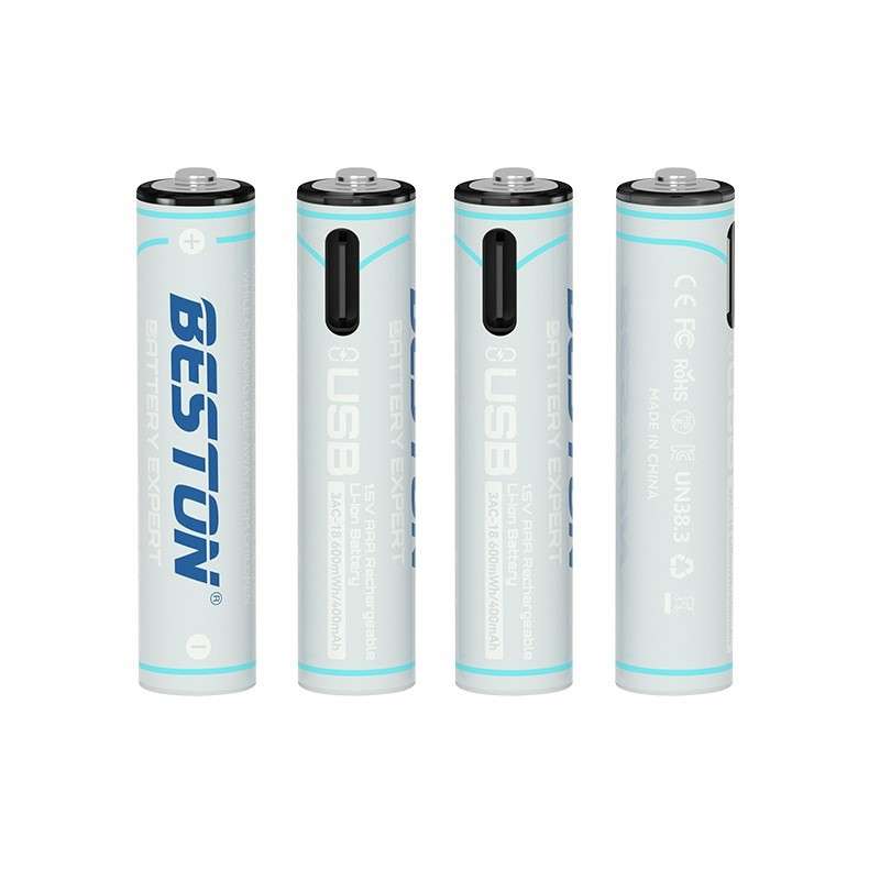 Beston USB 1.5V 400mAh AAA Lithium Rechargeable Batteries (Pack of 4)