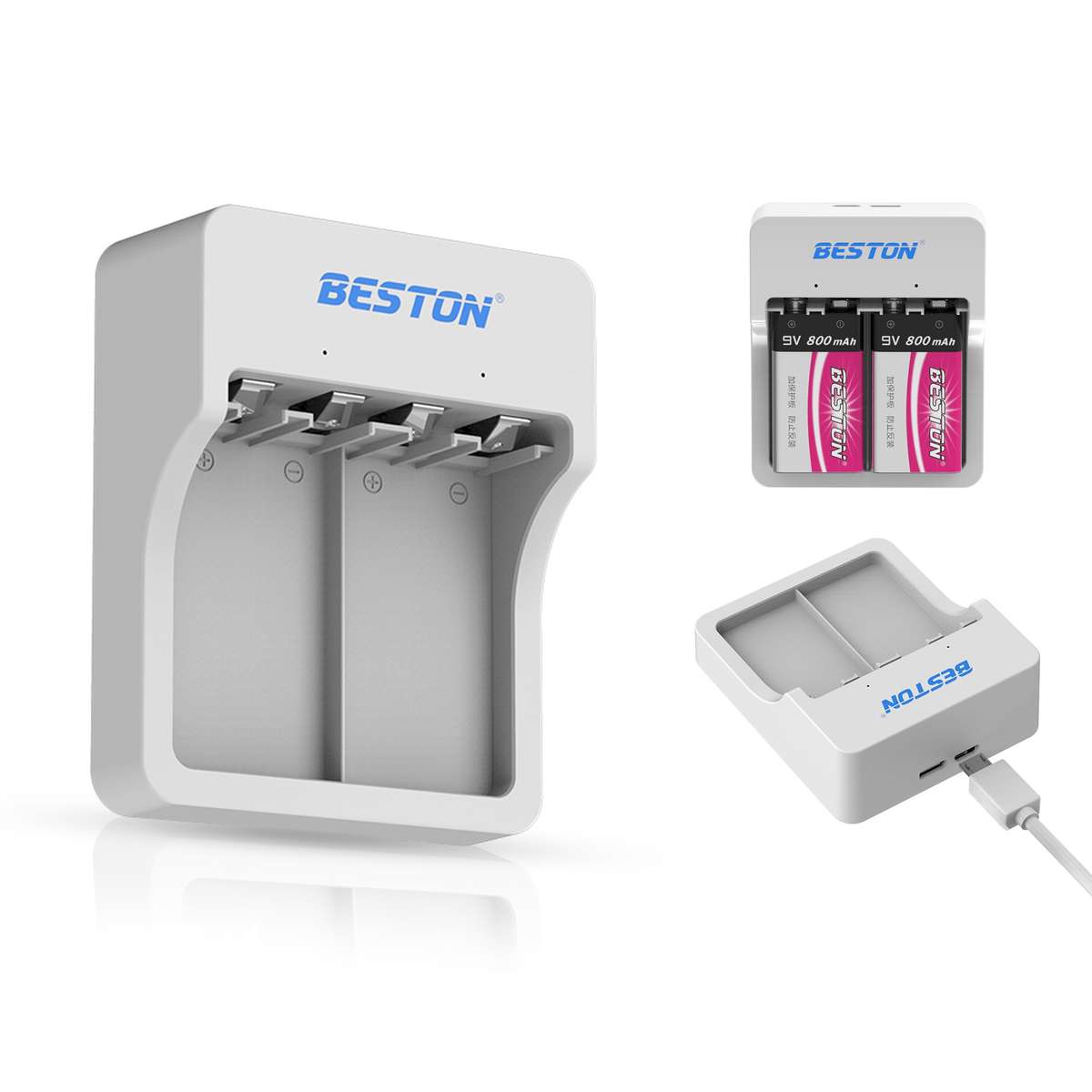 Beston M7023 Smart Charger for 9V (NiMh/Li-ion) Rechargeable Batteries