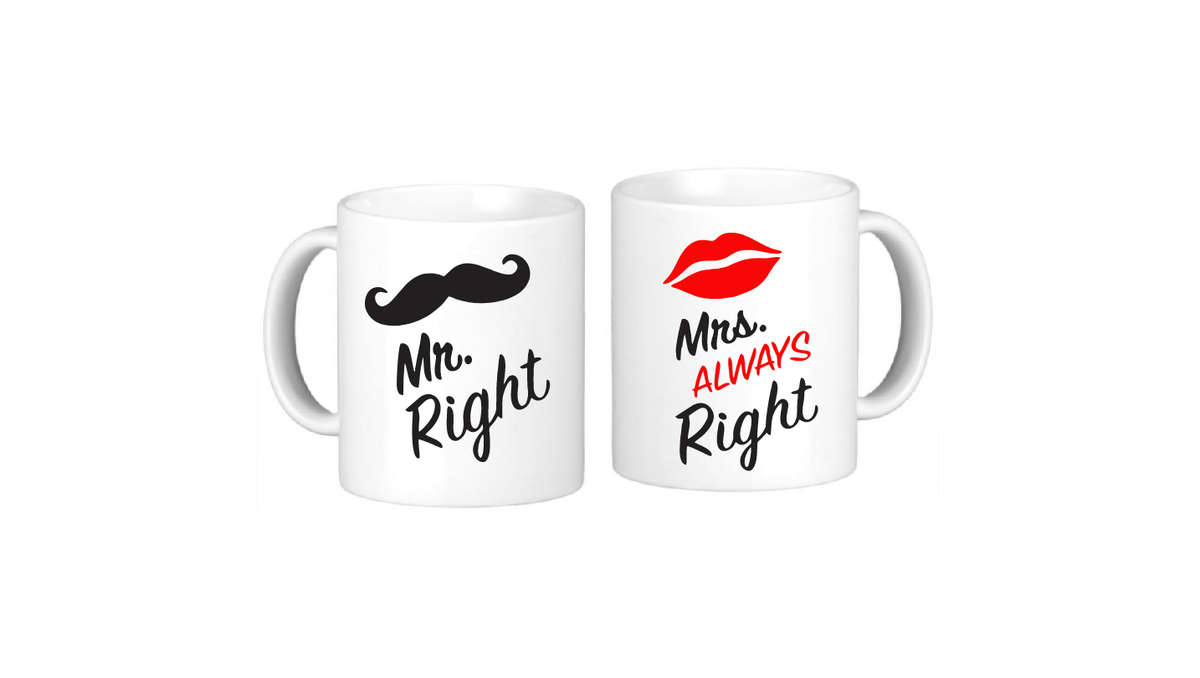 Mr and Mrs Right - Couples Coffee Mug Set