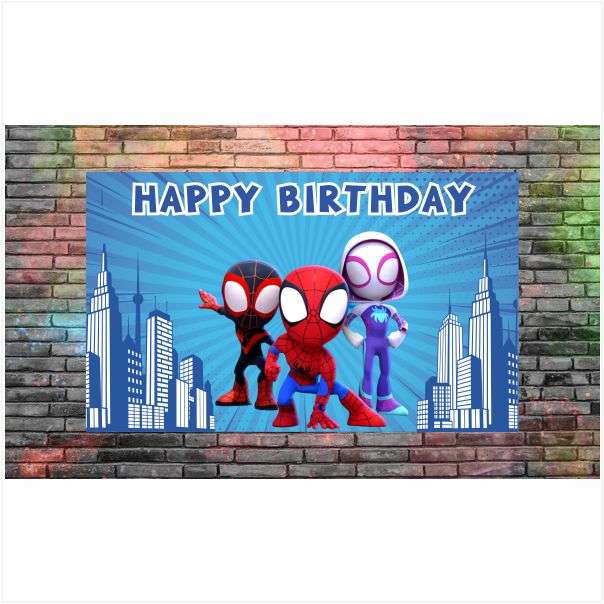 Spidey and Friends Birthday Banner - Kids Theme Party Decor
