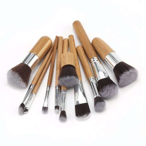 GreenLeaf Makeup Brush Set with Bamboo Handles - 11 Piece
