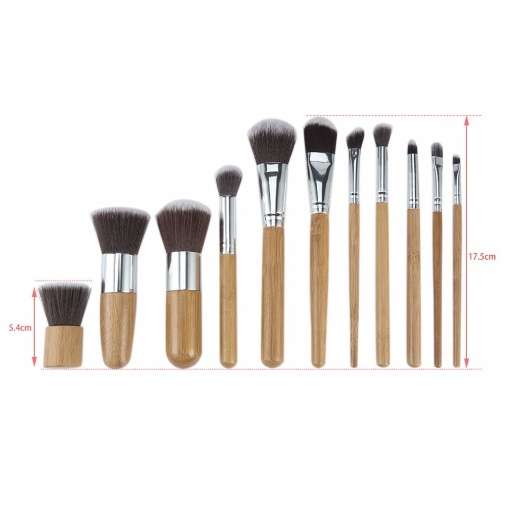 GreenLeaf Makeup Brush Set with Bamboo Handles - 11 Piece