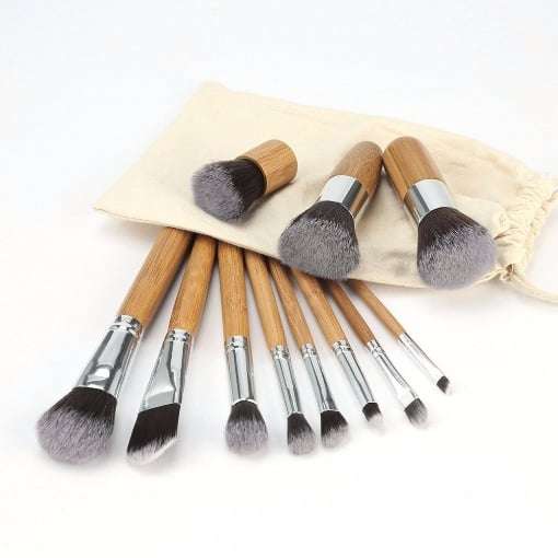 GreenLeaf Makeup Brush Set with Bamboo Handles - 11 Piece