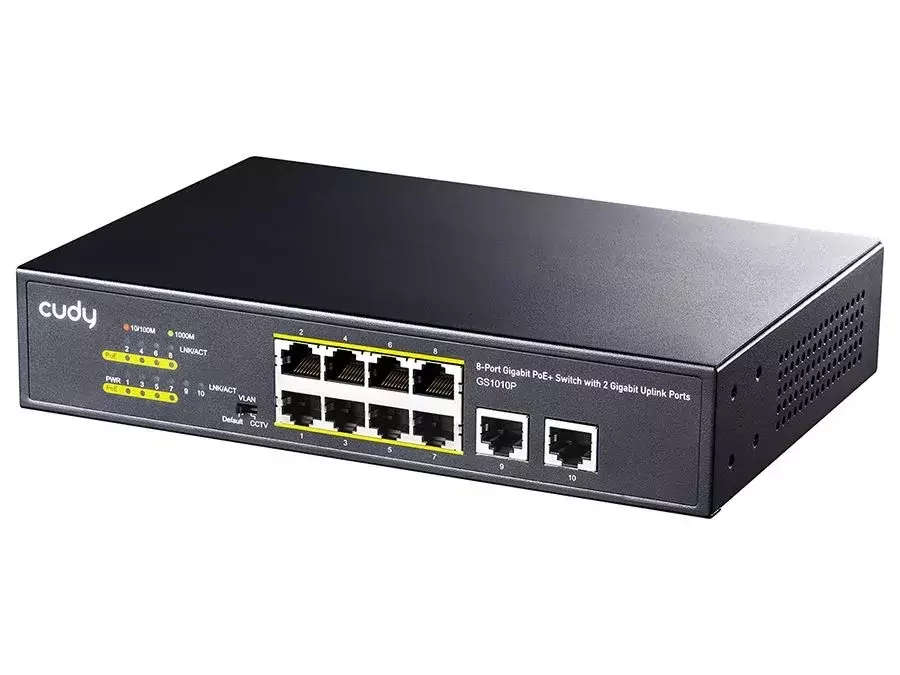 10 Port Power over Network Gigabit POE Network Switch for IP Cameras / POE Access Points (8 x POE...
