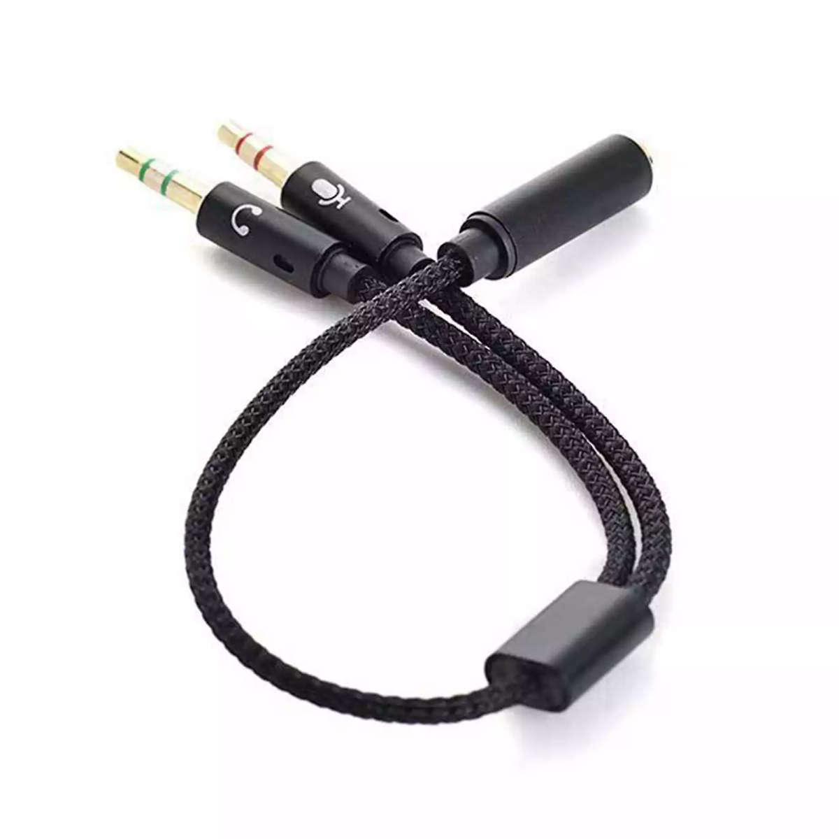 3.5mm Y Splitter Cable - Female 3.5mm Jack to 2 x Male for Headphones &amp; Microphone Input Audio