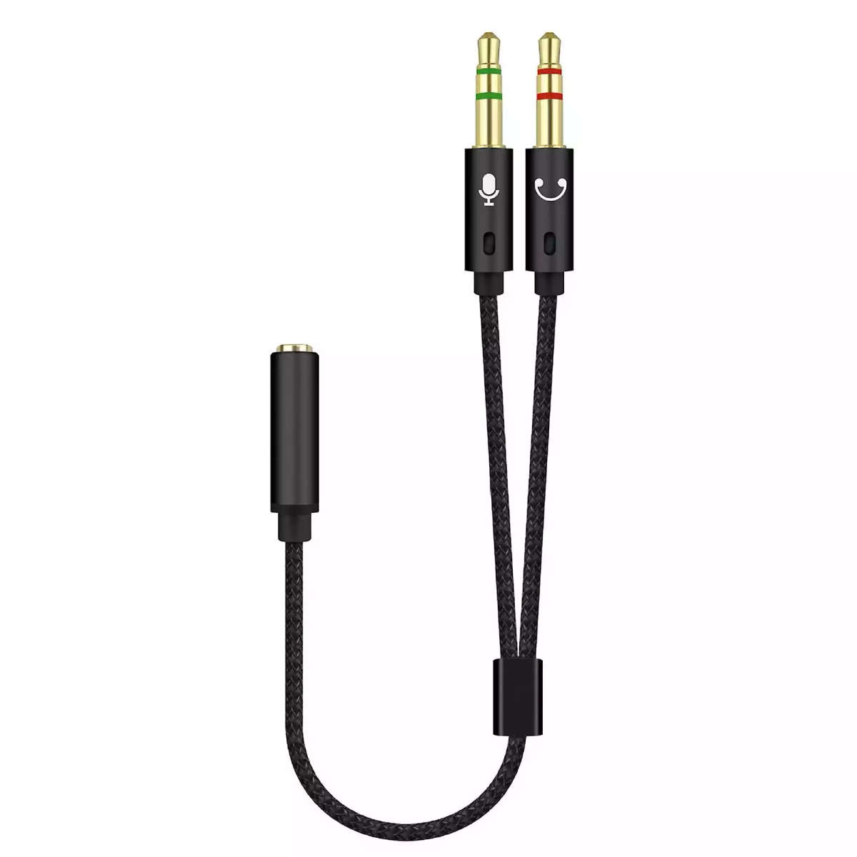 3.5mm Y Splitter Cable - Female 3.5mm Jack to 2 x Male for Headphones &amp; Microphone Input Audio