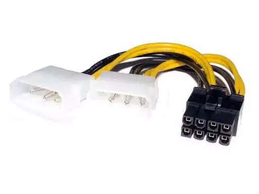 2 x Molex to PCIE 8 Pin Power Converter Cable - Graphics Card Adapter