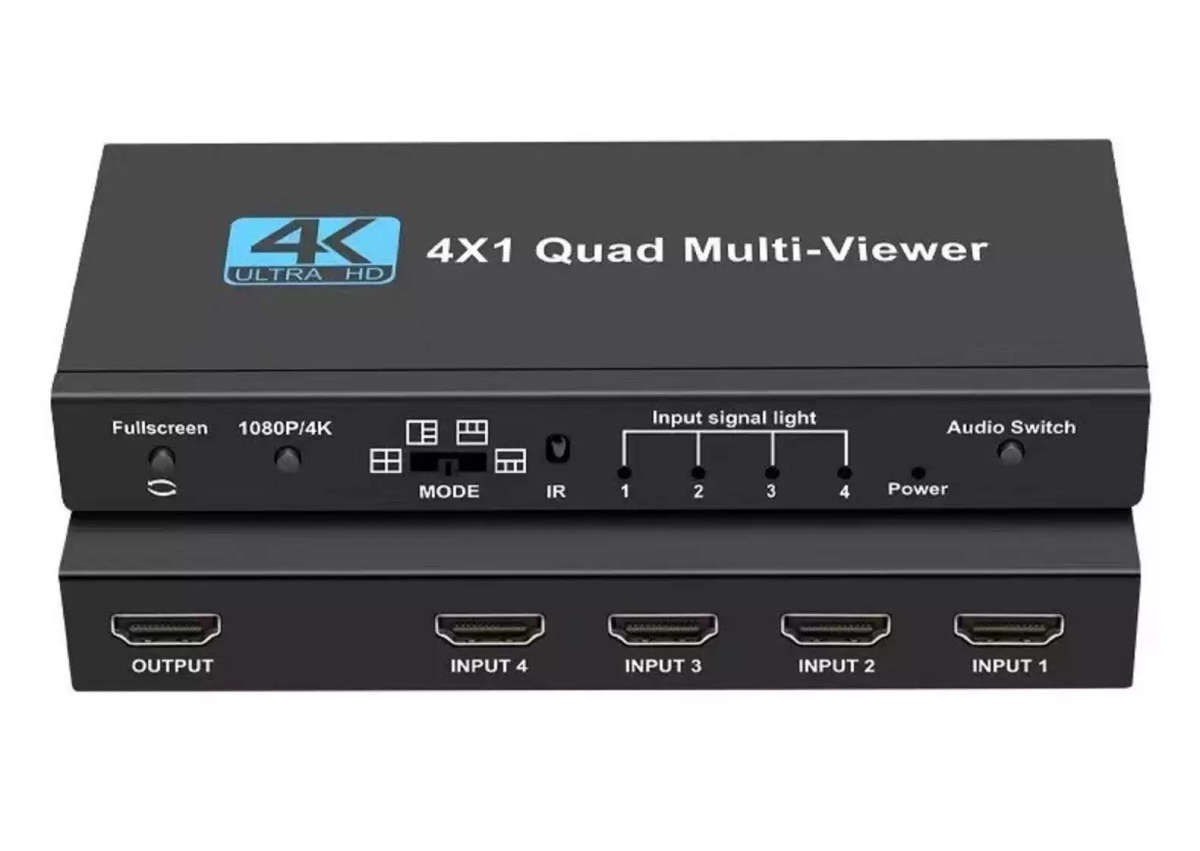 4k UltraHD HDMI 4x1 Quad Multi-viewer Switcher with IR Remote