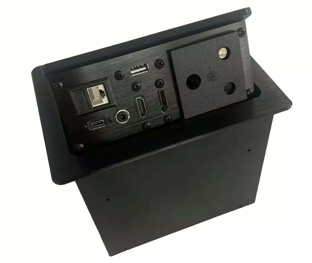 Gas Popup Panel / Popup Desk with 3pin Electrical Plug and HDMI, Displayport, Audio, RJ45 Network...