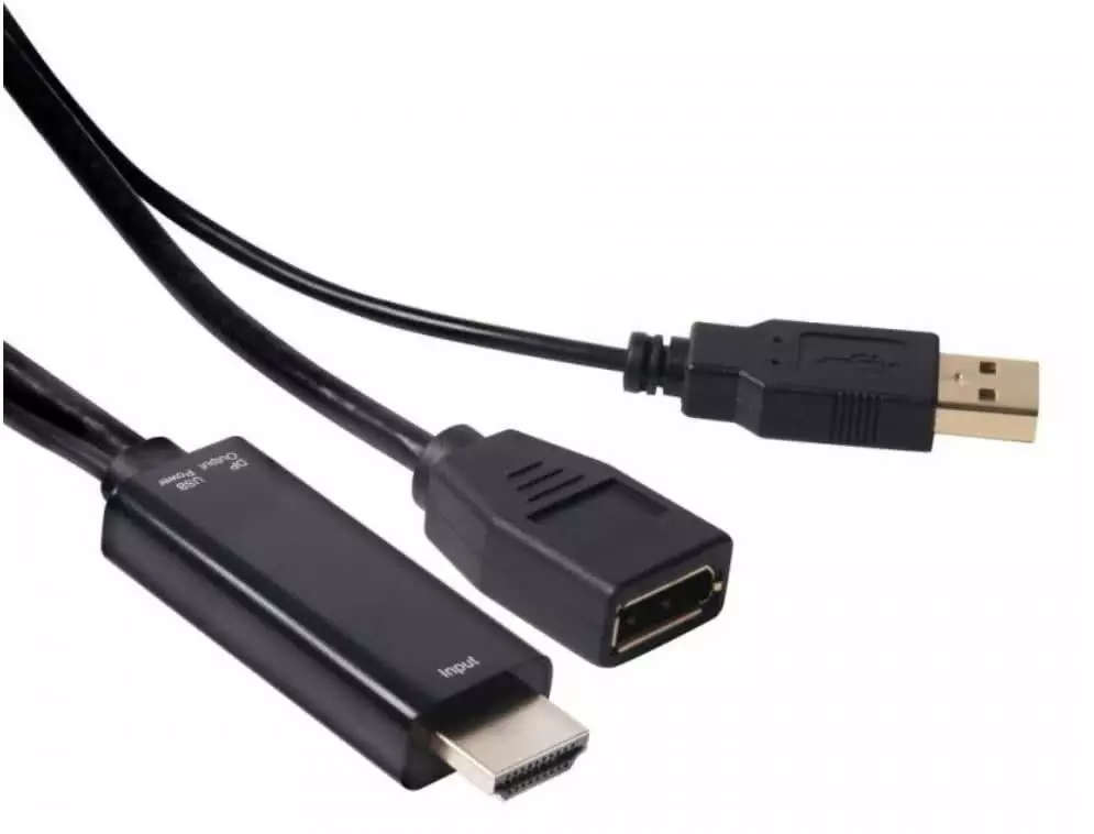 0.15 Meter Unidirectional USB Powered HDMI to Displayport Cable | 120Hz QHD | 4k UltraHD