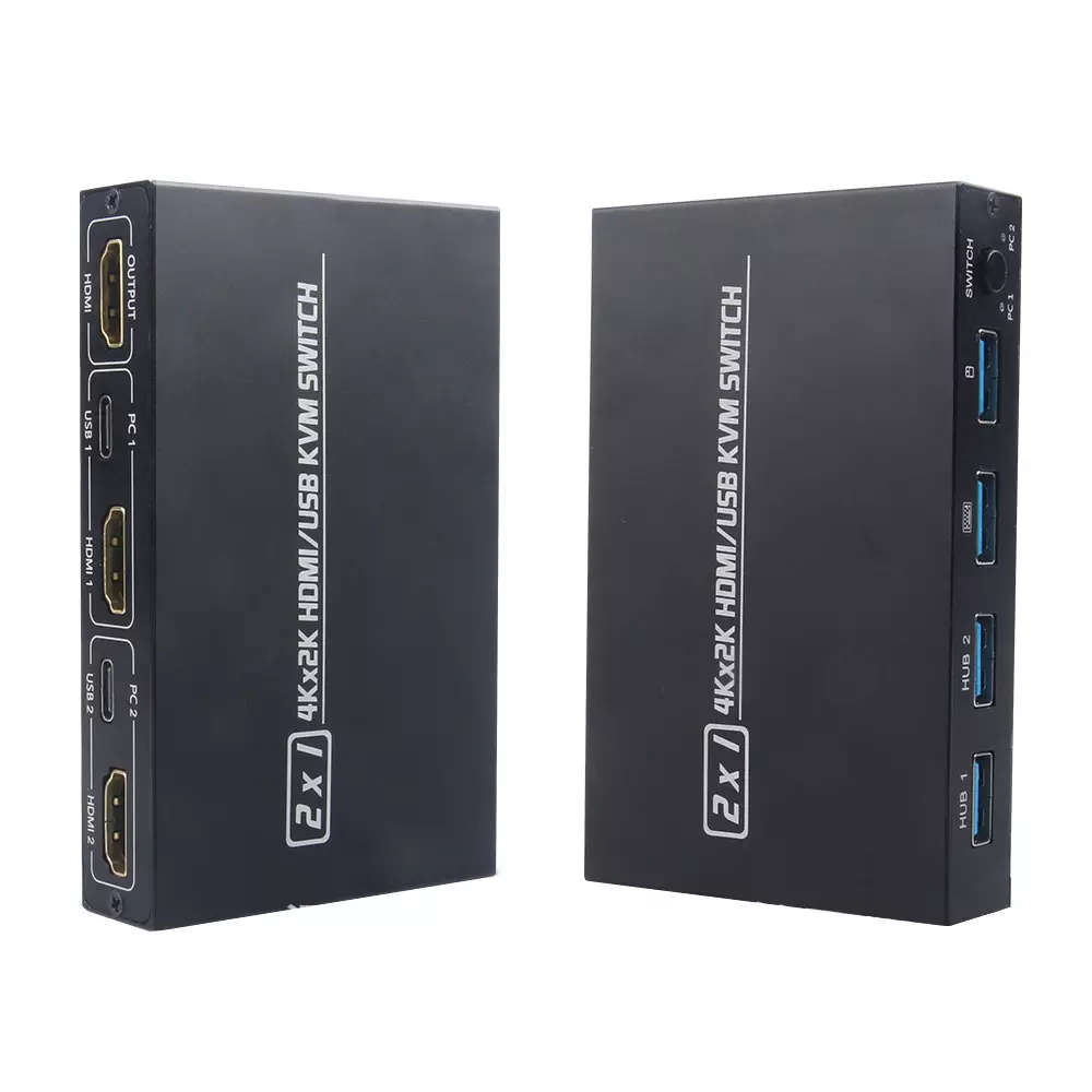 4K UltraHD 2 Port HDMI KVM Switch with USB Type C Ports and USB Hub Functions | 3840 x 2160 Resol...