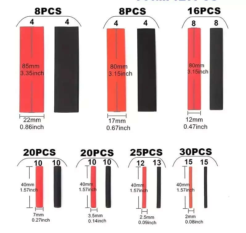 127 Piece Multi-Size Heat Shrink Pack for Professional Insulation