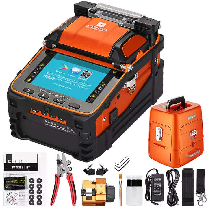 Fiber Fusion Splicer | AI-9 Splice Machine | 6 Motors | Power Meter VFL | Rechargeable Lithium Ba...