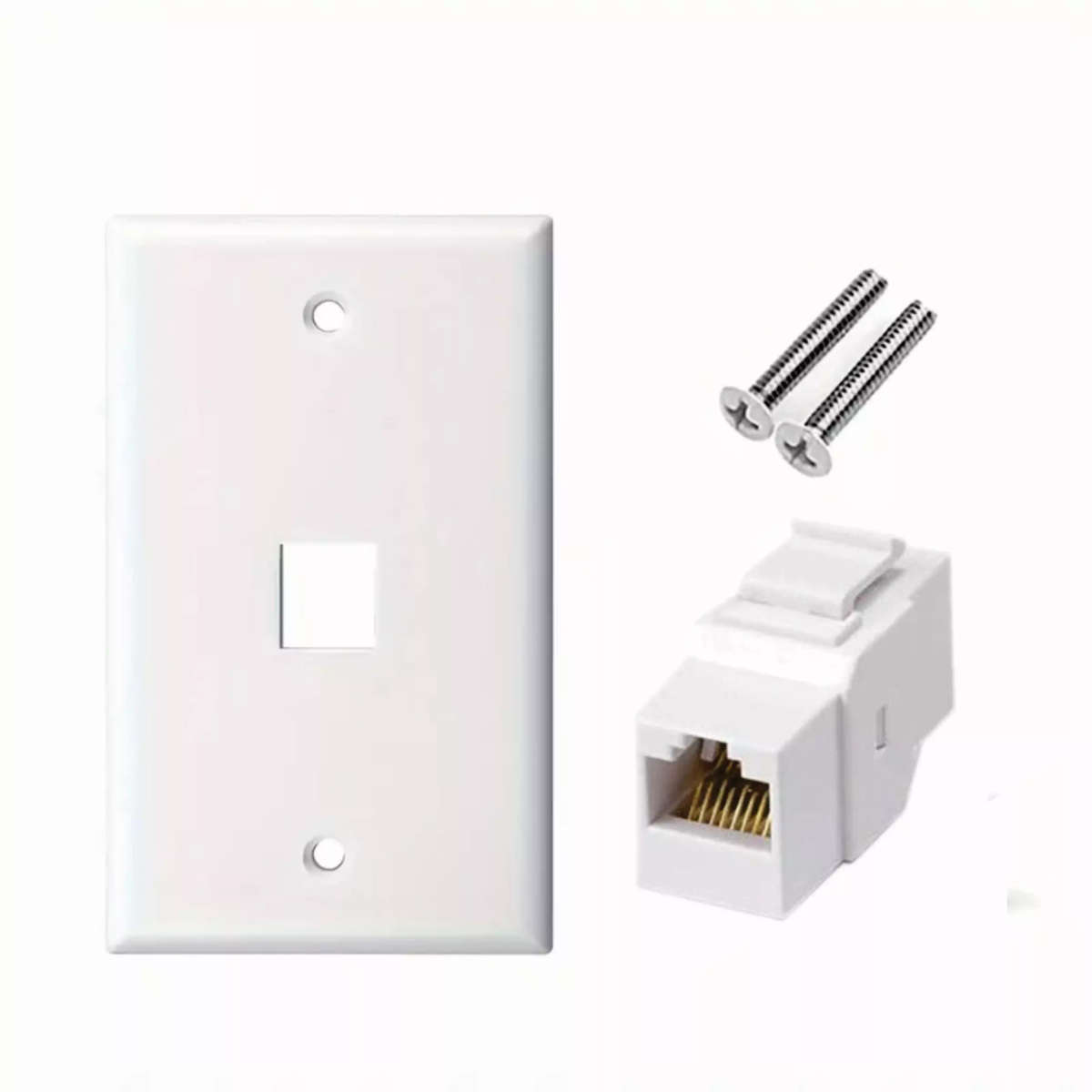 Tool-Less RJ45 Keystone Jack + 4x2 Wall Plate for PC/Laptop/Gaming Console Network Port Outlet on...