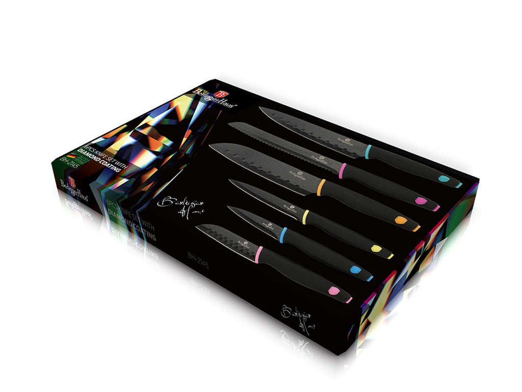 Berlinger Haus - 6 Pieces Stainless Steel Diamond Coating Colourful Knife Set (SECOND HAND)