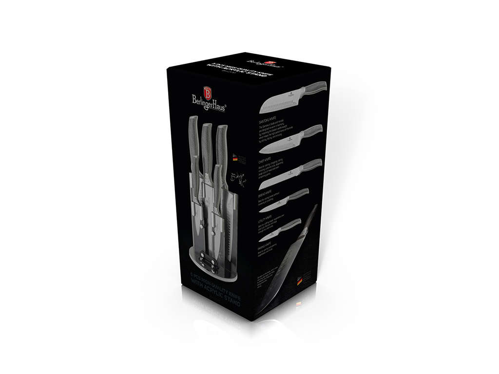 Berlinger Haus - 5 Pieces Stainless Steel Kikoza Collection Knife Set + Stand (READ THE DESCRIPTION)