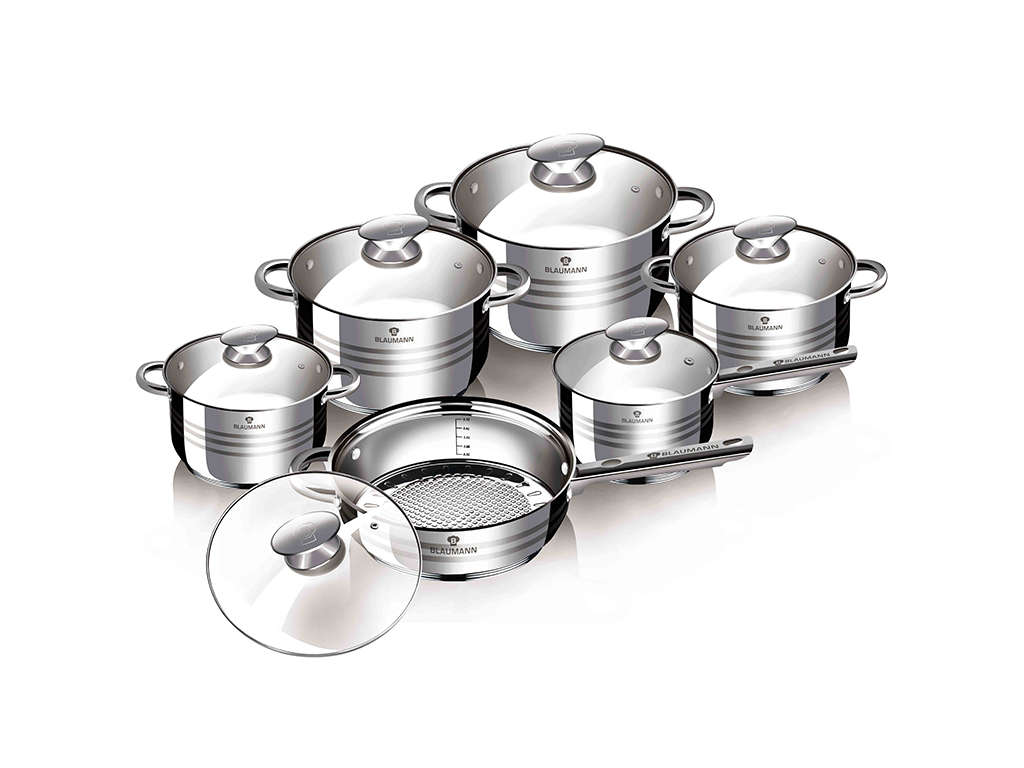 Blaumann 12 Pieces Stainless Steel Gourmet Line Jumbo Cookware Set (READ THE DESCRIPTION)