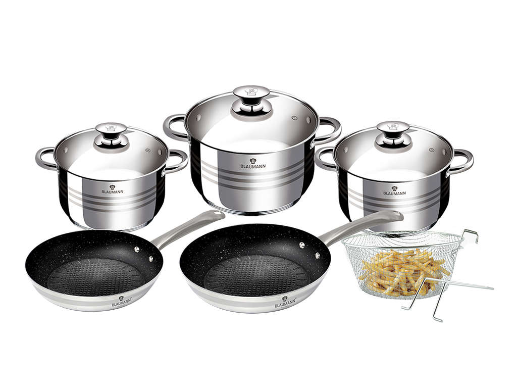 Blaumann 10 Pieces Stainless Steel Gourmet Line Jumbo Cookware Set