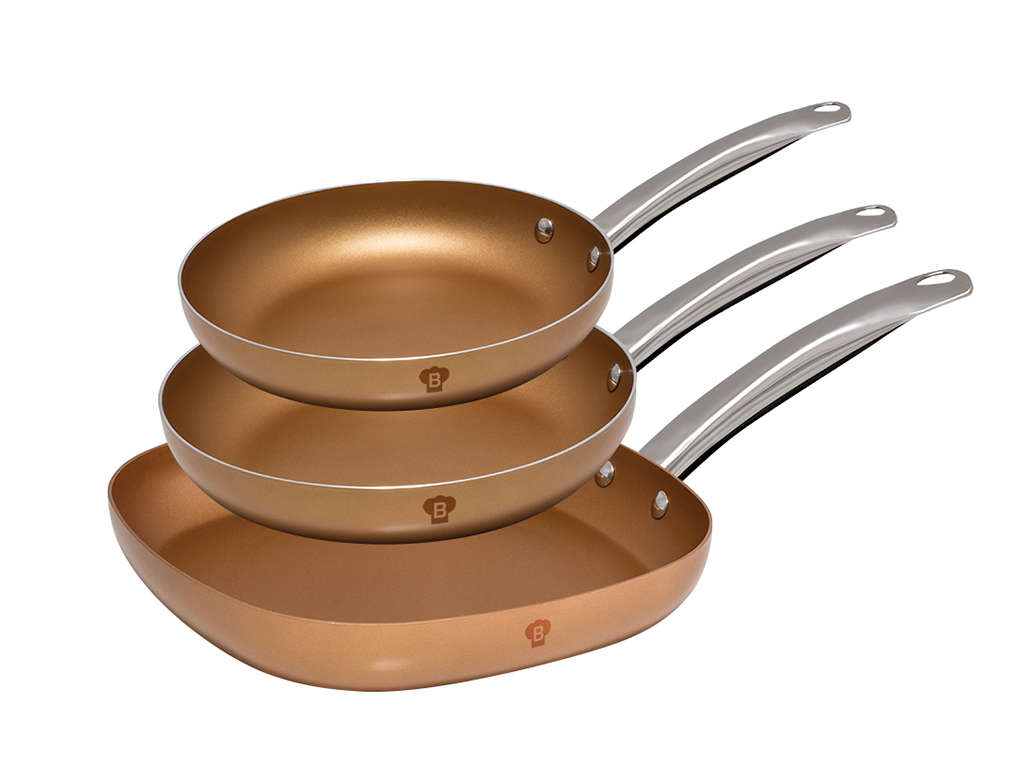 Blaumann 3 Pieces  Stainless Steel Le Chef Collection Fry  Pan Set  - Copper (READ THE DESCRIPTION)