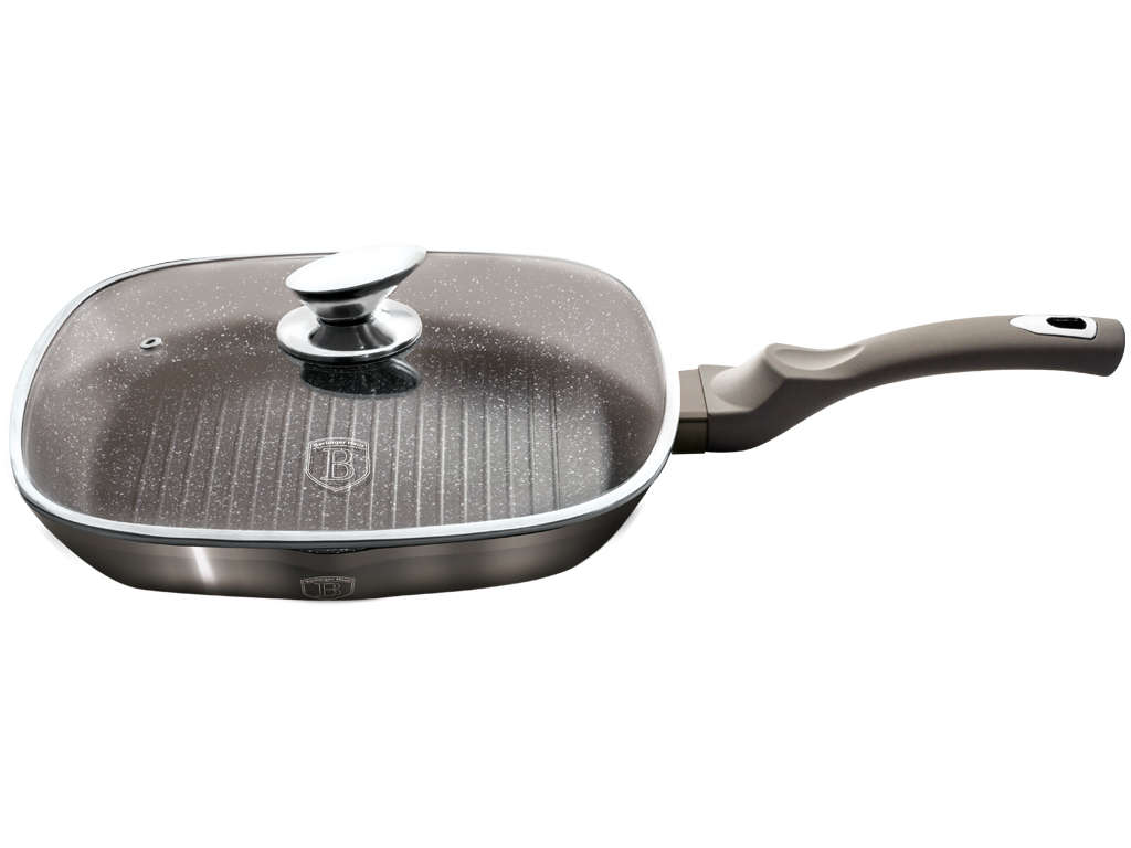 Berlinger Haus - 28 cm Forged Aluminium Metallic Line Grill Pan + Lid - Carbon(READ THE DESCRIPTION)