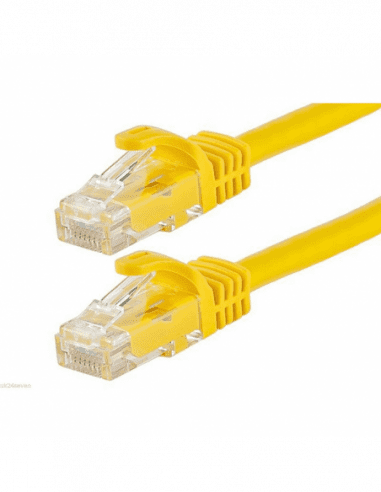 Acconet CAT6 UTP Flylead, 2 Meter, Straight, Stranded Cable, Moulded Boots and Plugs, Yellow