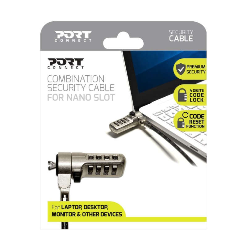 Port Connect Nano Slot Security Combination Cable
