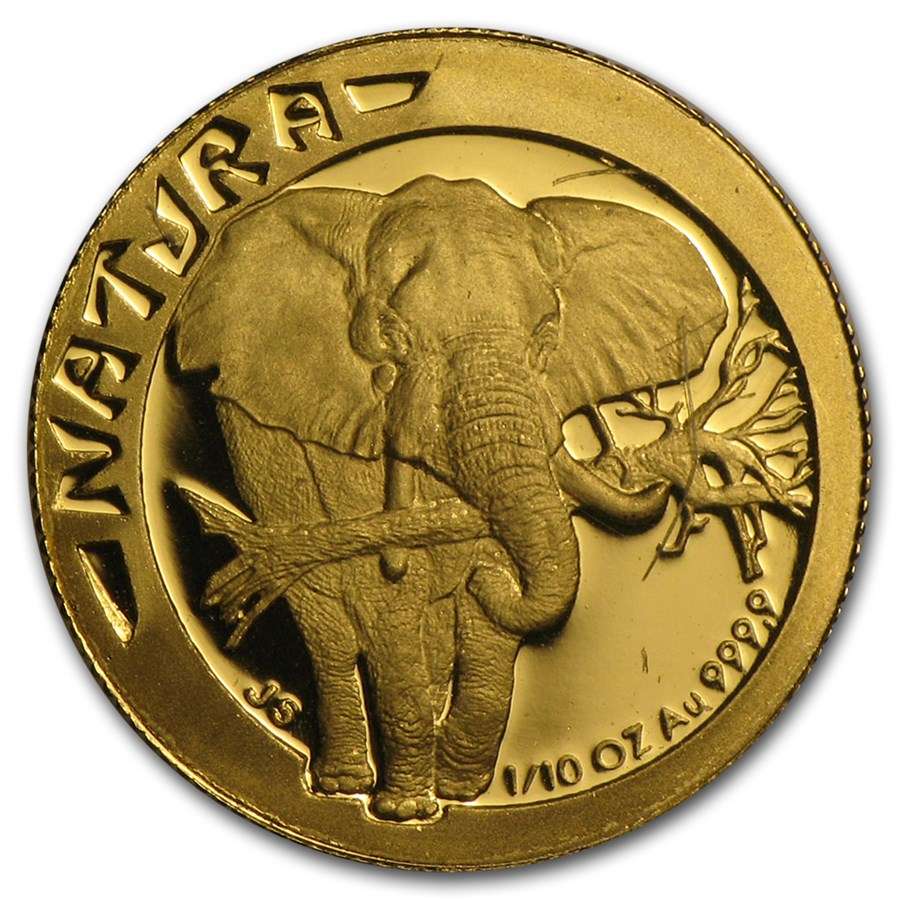 1996 .9999 Gold proof Natura Elephant ultra rare only 25 in NGC PF69 Ultra Cameo 1/10 ounce slabbed
