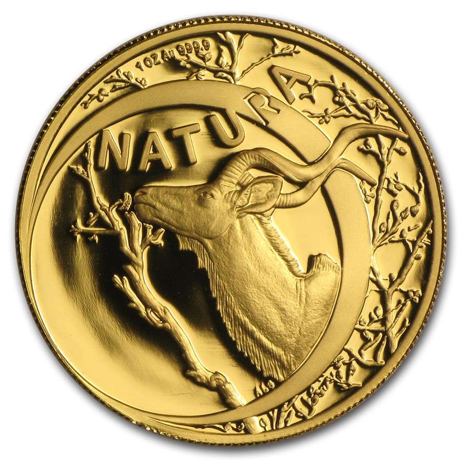 1999 South Africa 1 oz Gold Natura Kudu Proof Special Launch Still sealed with Silver Kudu figurine
