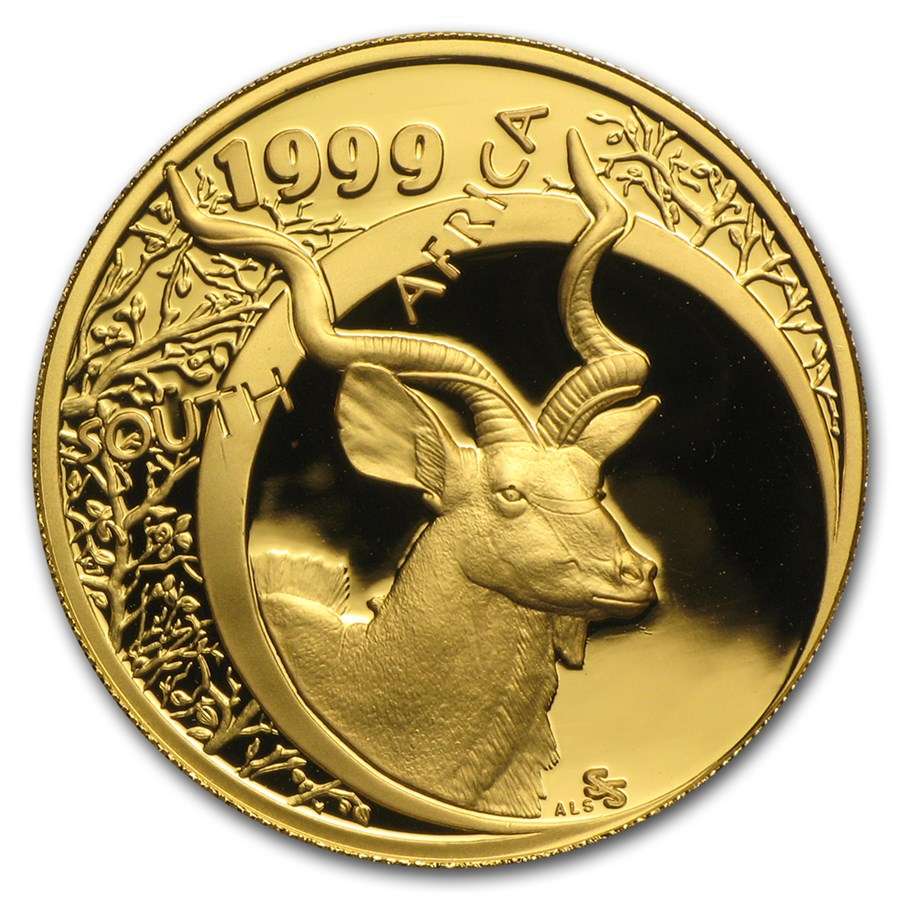 1999 South Africa 1 oz Gold Natura Kudu Proof Special Launch Still sealed with Silver Kudu figurine