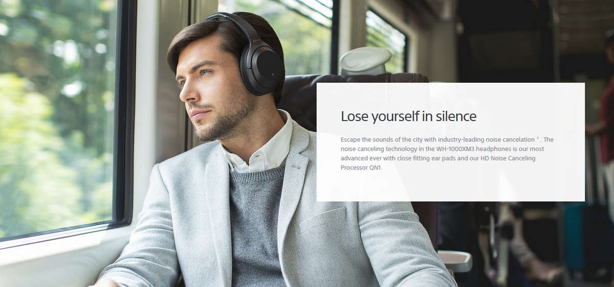 Sony WH-1000XMK3 Wireless Bluetooth NFC Headphones - Silver