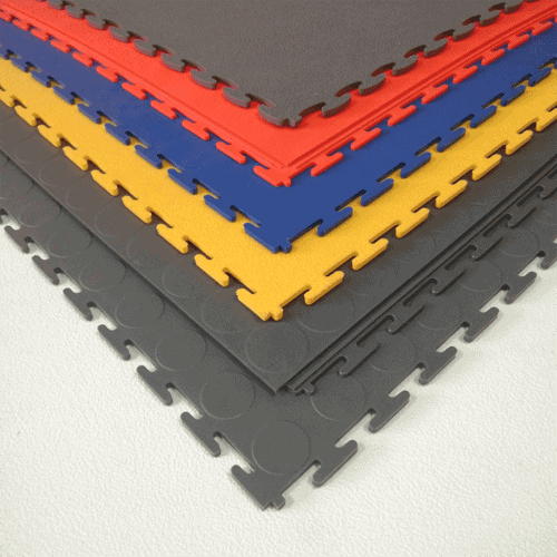 ZEE - PVC Interlocking Rubber Floor Tile - Gym Mats (4-Pack) - Various Colors