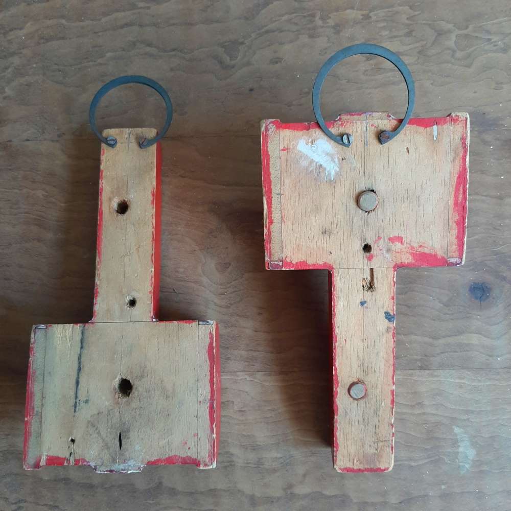 Red hanging mallet shapes