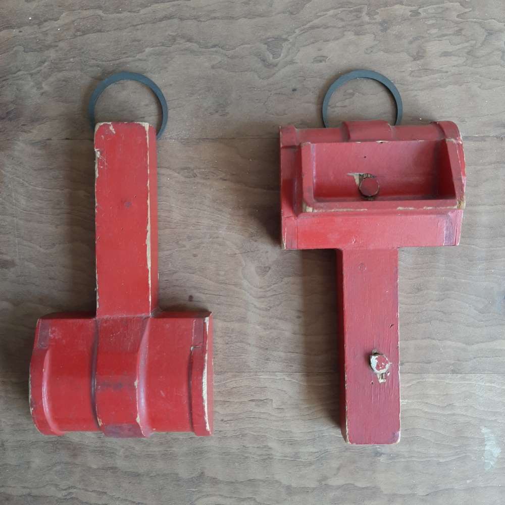 Red hanging mallet shapes