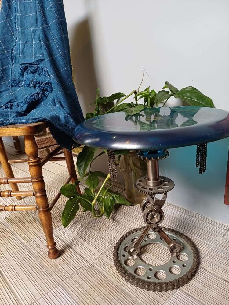 Blue Resin Side Table