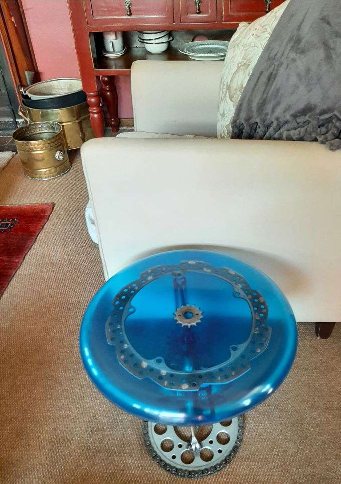 Blue Resin Side Table