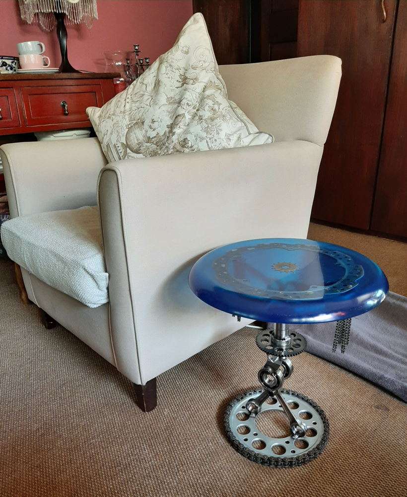 Blue Resin Side Table