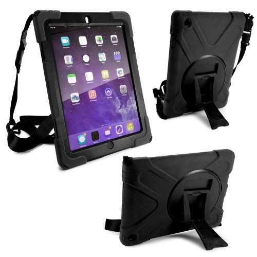 Tuff-Luv Rugged Armour Case with Shoulder Strap and stand for the Apple iPad 2/3 and 4 - Black