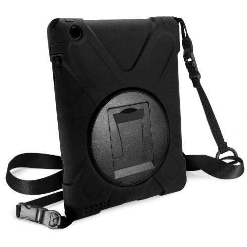 Tuff-Luv Rugged Armour Case with Shoulder Strap and stand for the Apple iPad 2/3 and 4 - Black