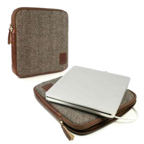 Tuff-Luv Herringbone Tweed Travel Case for the Apple USB SuperDrive (Apple USB DVDROM Drive) - Brown