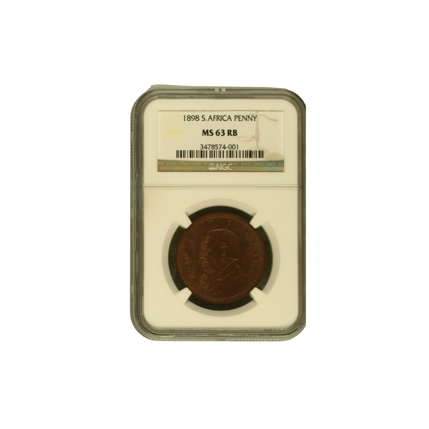 1898 ZAR Penny MS 63 RB NGC Graded