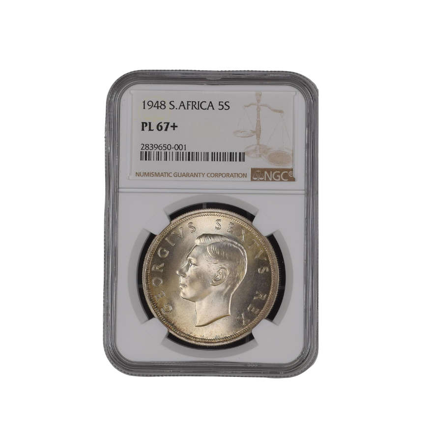 1948 South Africa 5 Shilling  PL 67+
