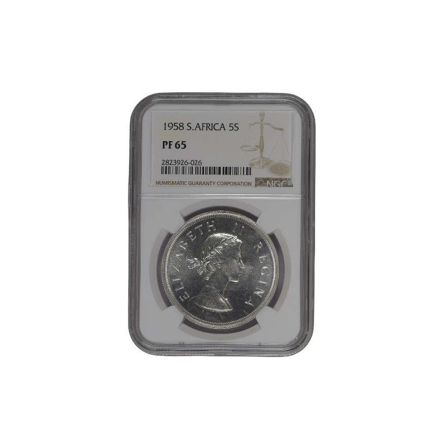 1958 South Africa 5 Shilling PF 65 NGC Graded