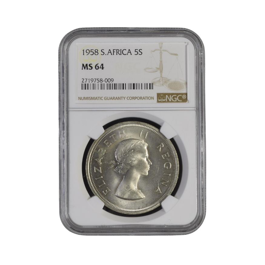 1958 South Africa 5 Shilling (MS 64) NGC Graded